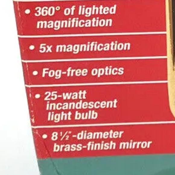 Jerdon Halo Lighted Makeup Mirror Gold MCM 5X Magnifying Fog Free, Vintage,Used - Picture 7 of 7